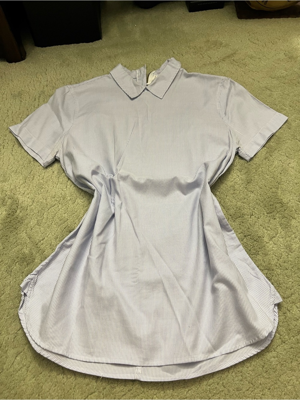 JCrew EUC Light Blue Pinstripe Short Sleeve Shirt Cotton Top
